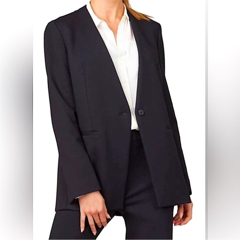 Spanx Perfect Oversized Collarless Blazer Classic Black Size 1X one button - Picture 2 of 12